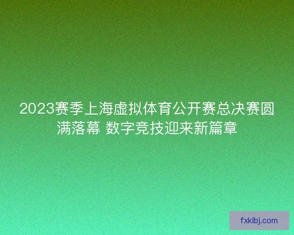 2023赛季上海虚拟体育公开赛总决赛圆满落幕 数字竞技迎来新篇章